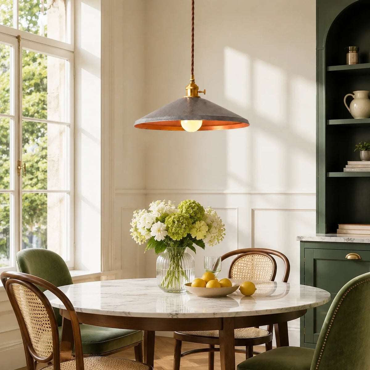 Vintage Distressed Metal Cone Pendant Light