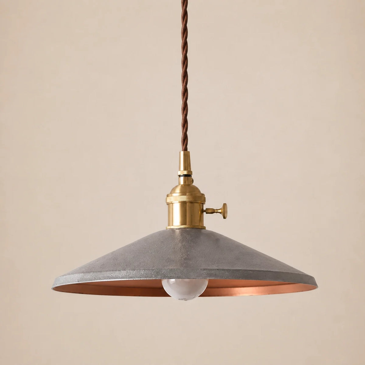 Vintage Distressed Metal Cone Pendant Light