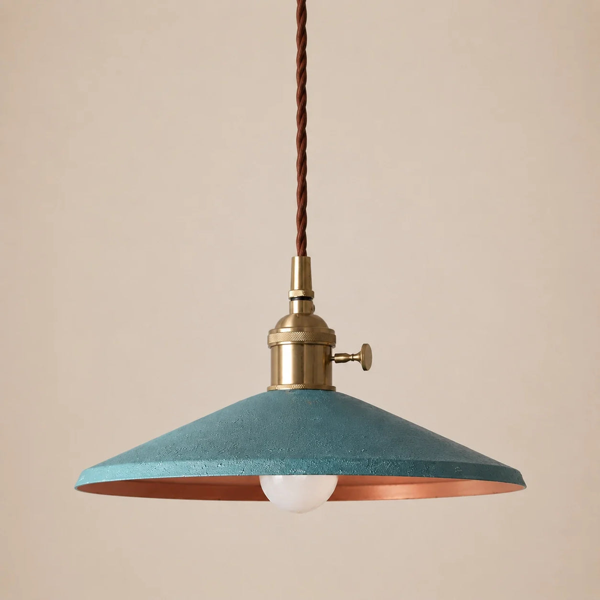Vintage Distressed Metal Cone Pendant Light