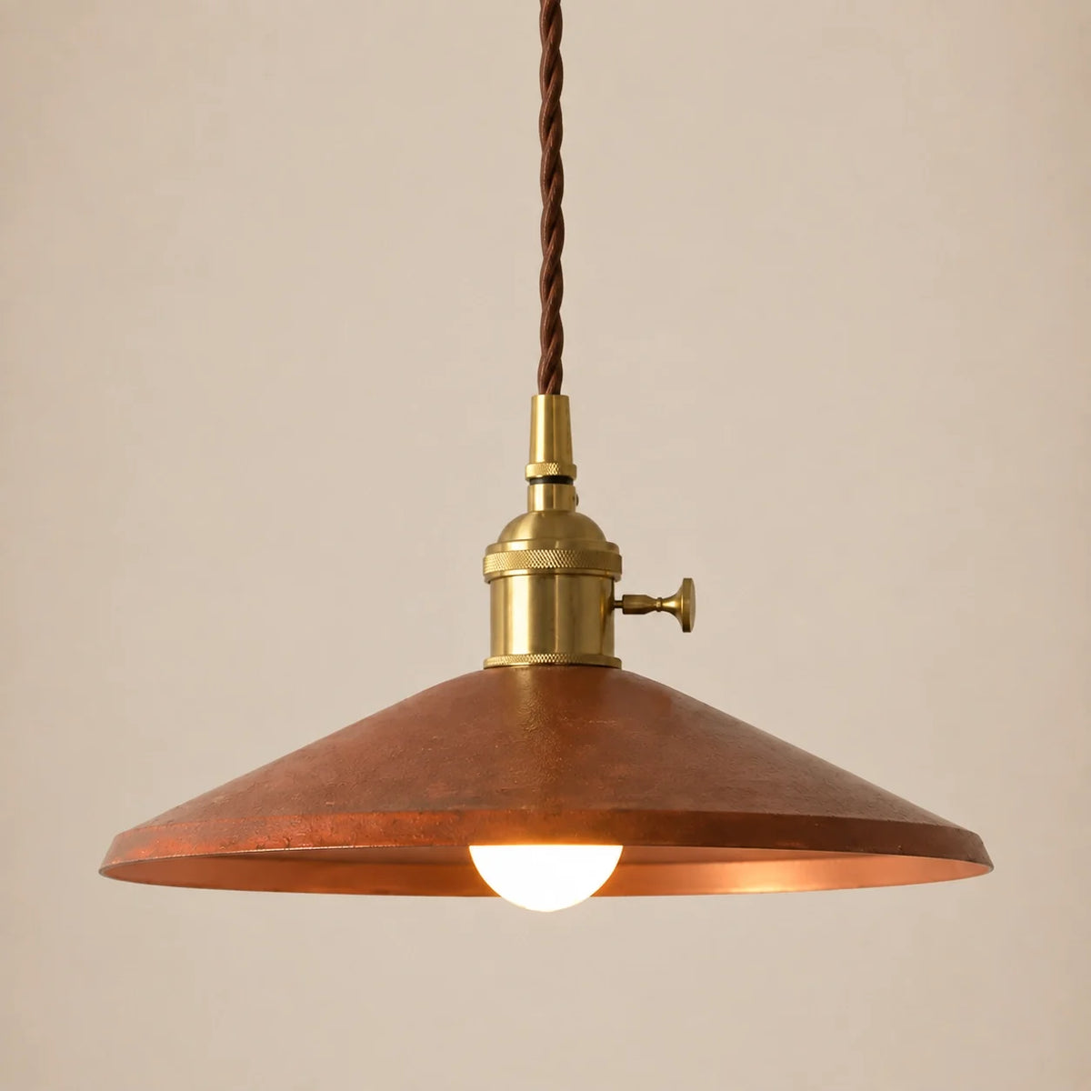 Vintage Distressed Metal Cone Pendant Light