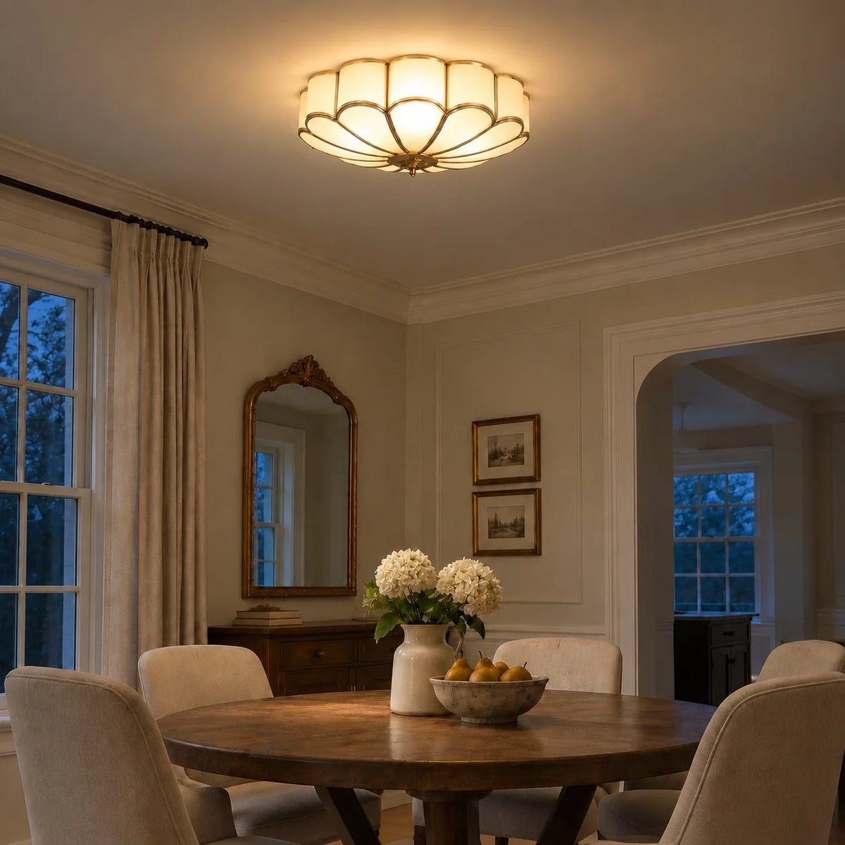 Modern Classic Art Deco Gold Flower Flush Ceiling Light