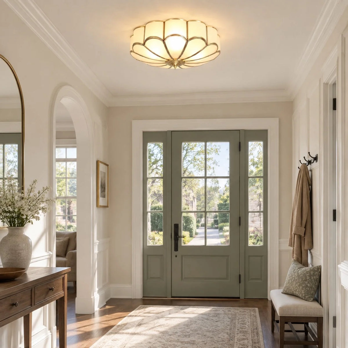 Modern Classic Art Deco Gold Flower Flush Ceiling Light
