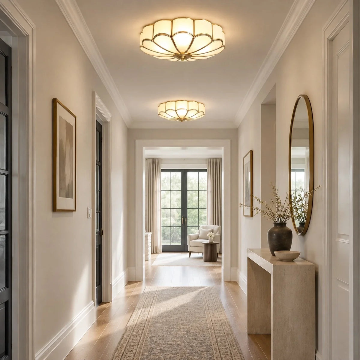 Modern Classic Art Deco Gold Flower Flush Ceiling Light