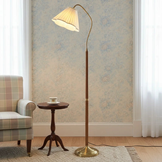 Vintage Fabric Flower Shade Floor Lamp