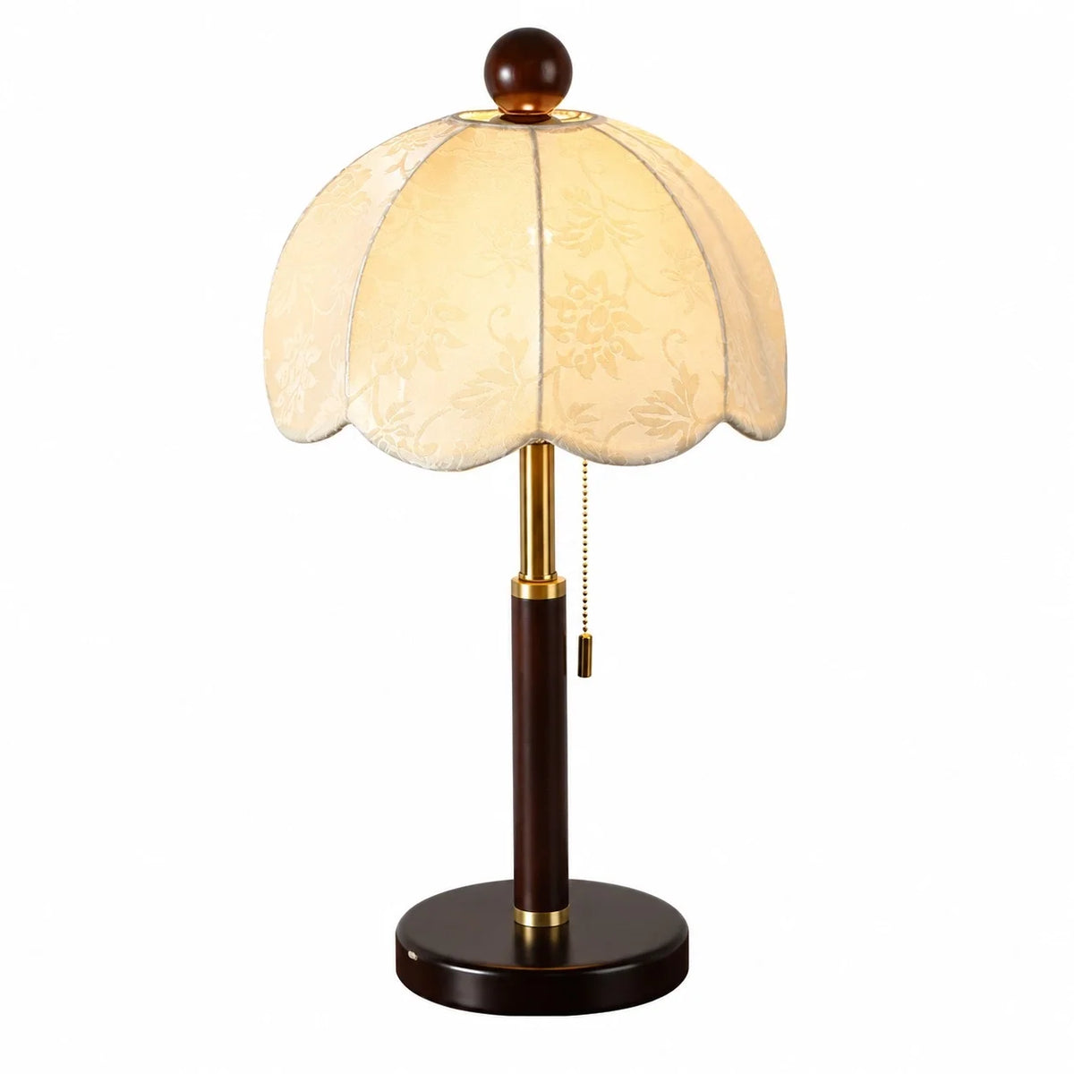 Vintage Fabric Table Lamp with Wooden Base