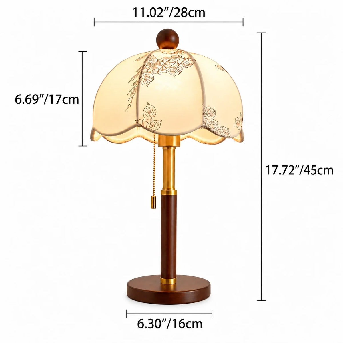 Vintage Fabric Table Lamp with Wooden Base