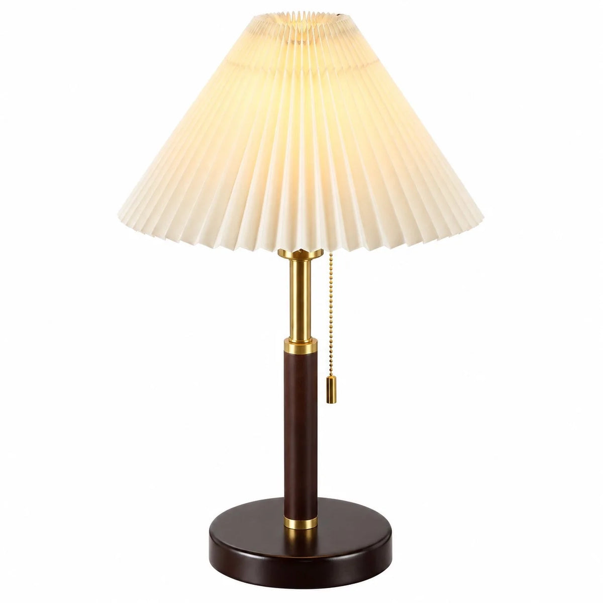 Vintage Fabric Table Lamp with Wooden Base