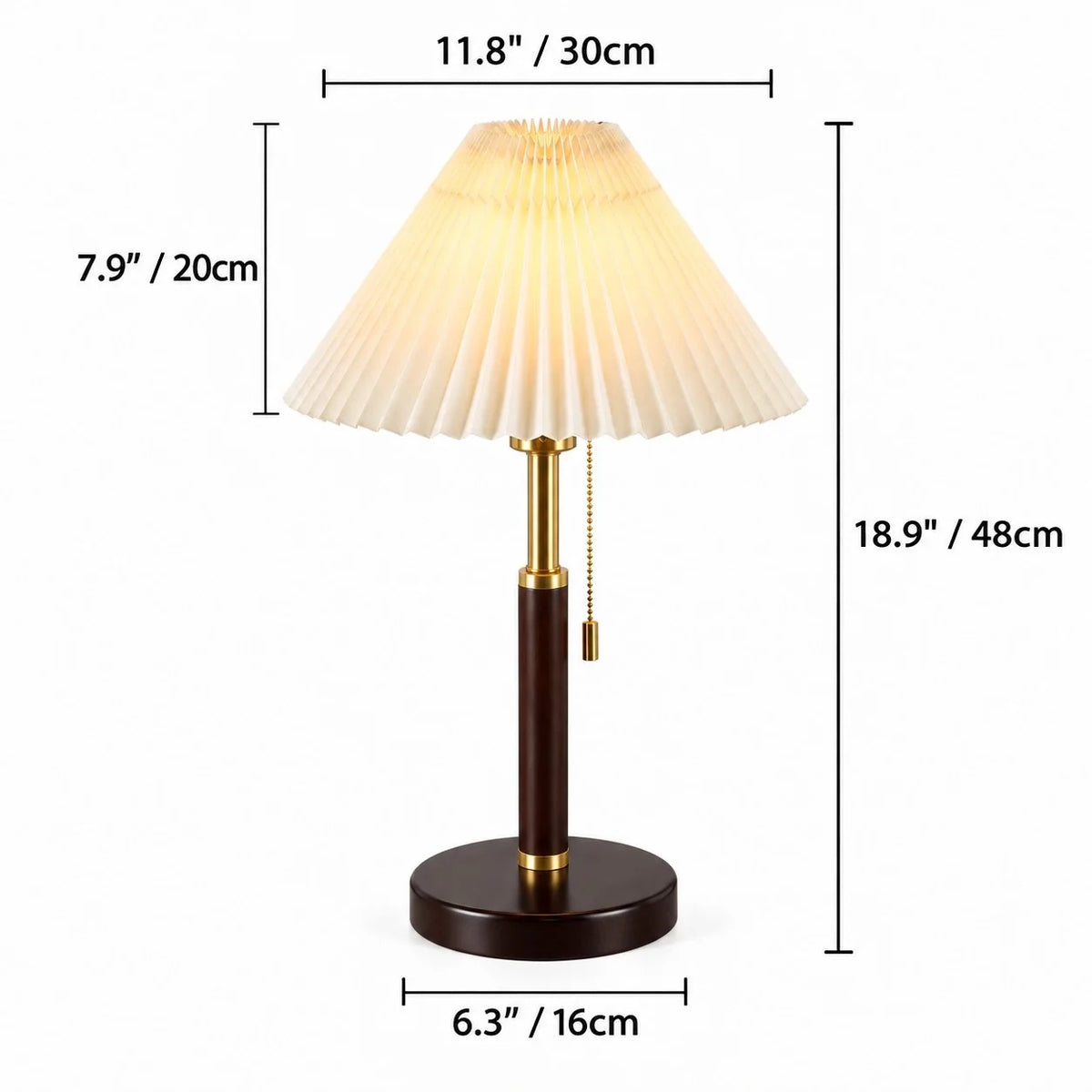 Vintage Fabric Table Lamp with Wooden Base