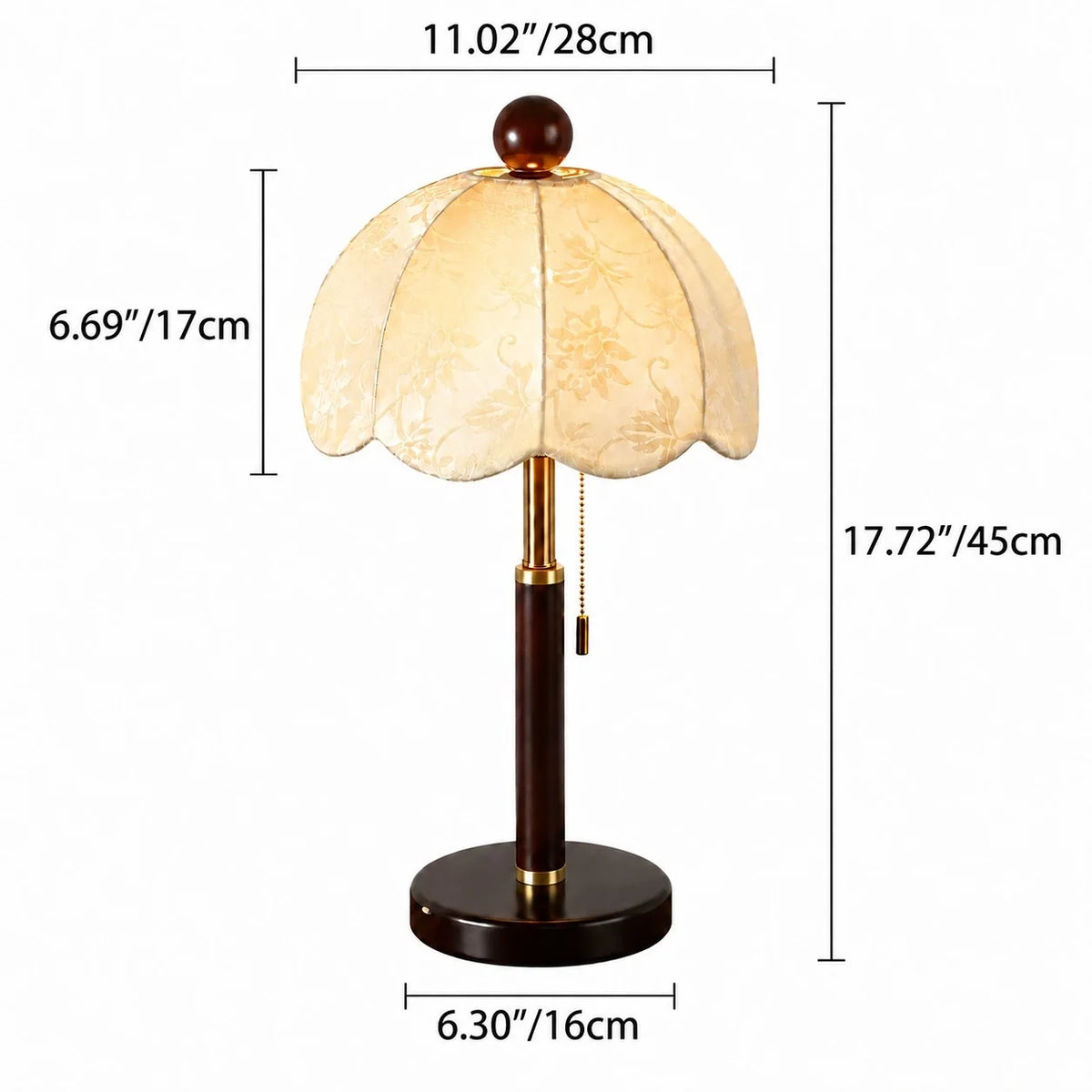 Vintage Fabric Table Lamp with Wooden Base