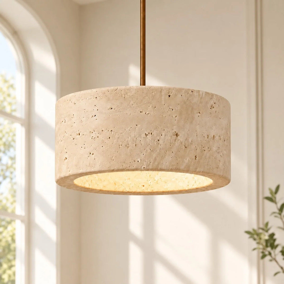 Vintage Faux Travertine Cream Pendant Light