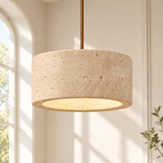 Vintage Faux Travertine Cream Pendant Light
