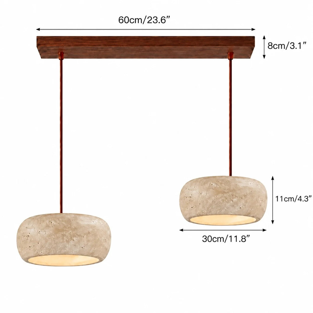 Vintage Faux Travertine Cream Pendant Light