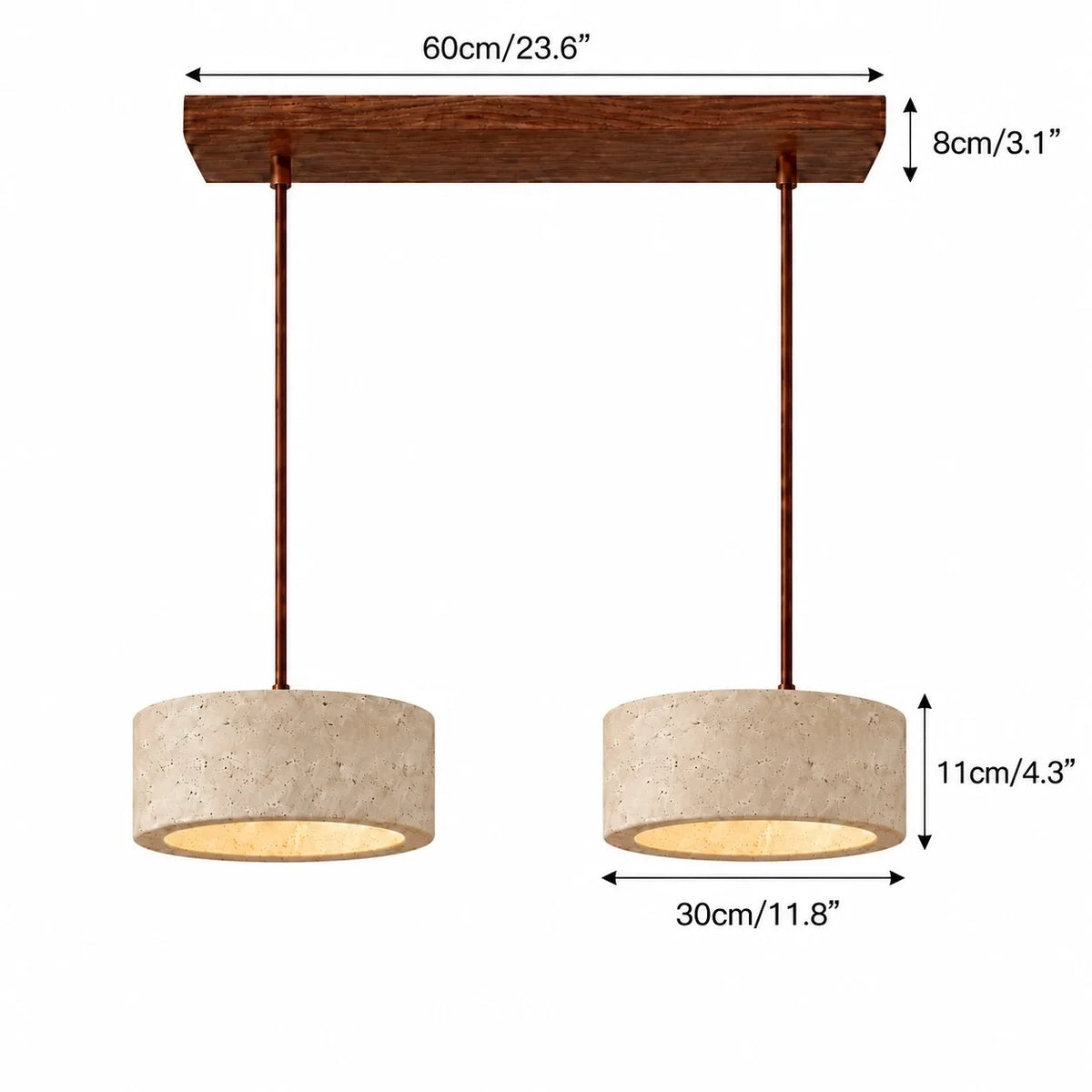 Vintage Faux Travertine Cream Pendant Light