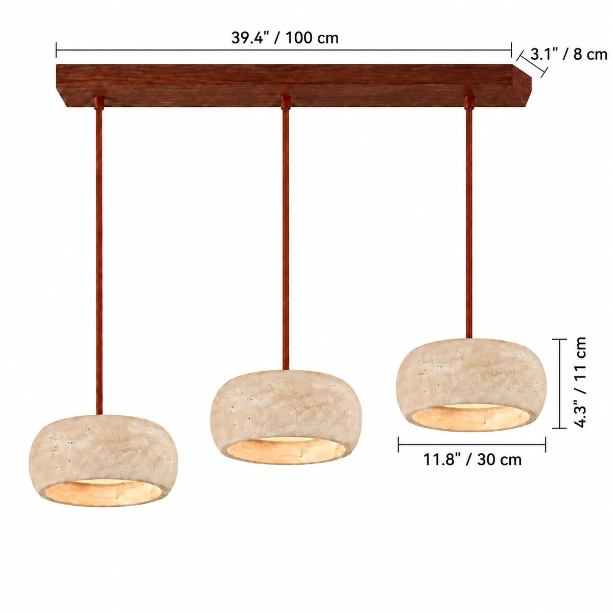 Vintage Faux Travertine Cream Pendant Light