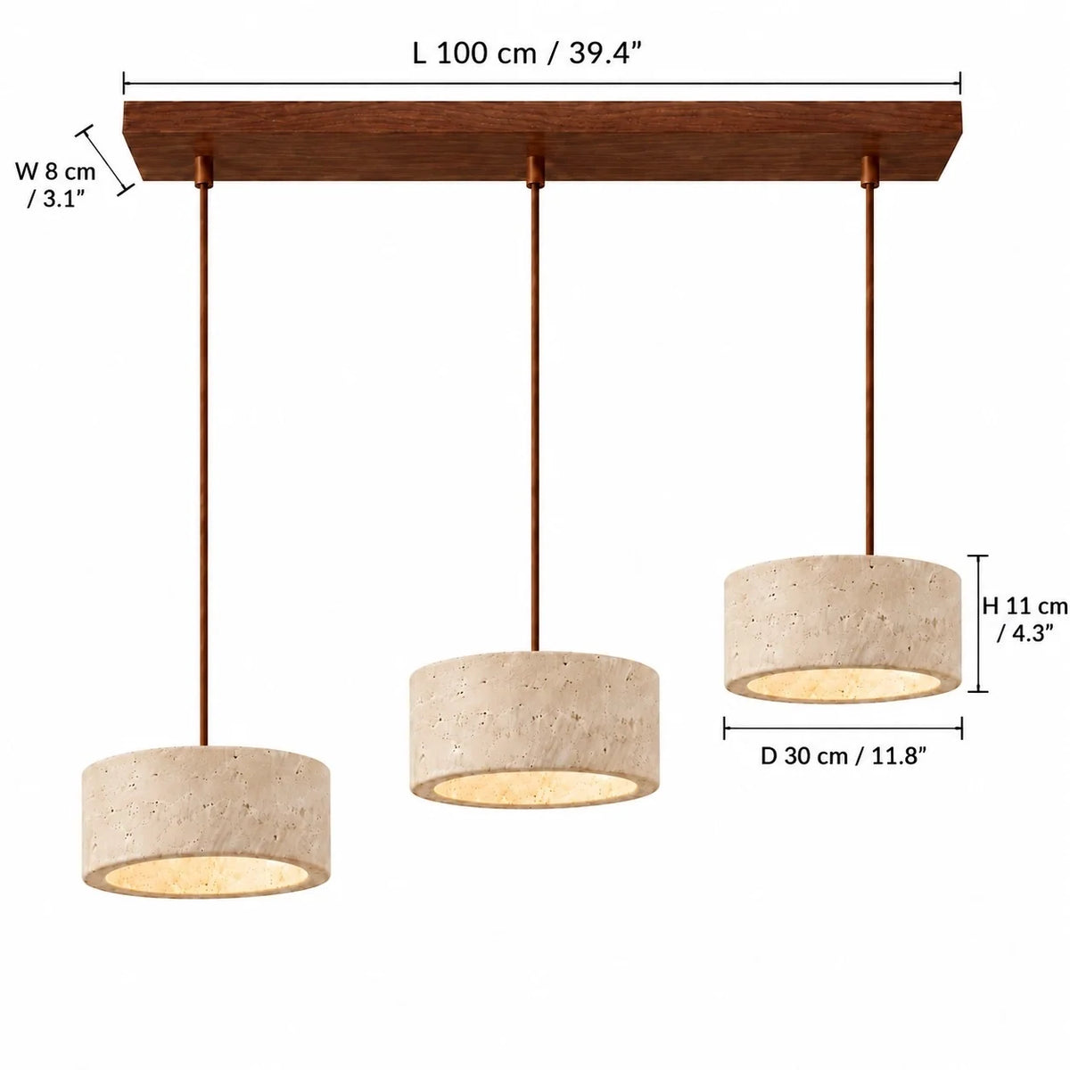 Vintage Faux Travertine Cream Pendant Light