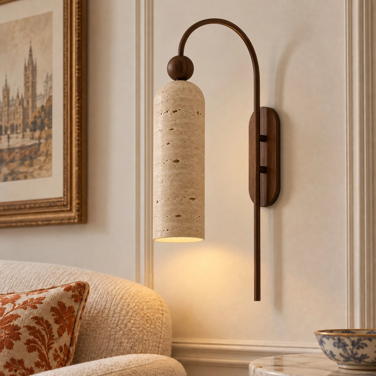 Vintage Gold Cylinder Vertical Ribbed Glass Wall Light