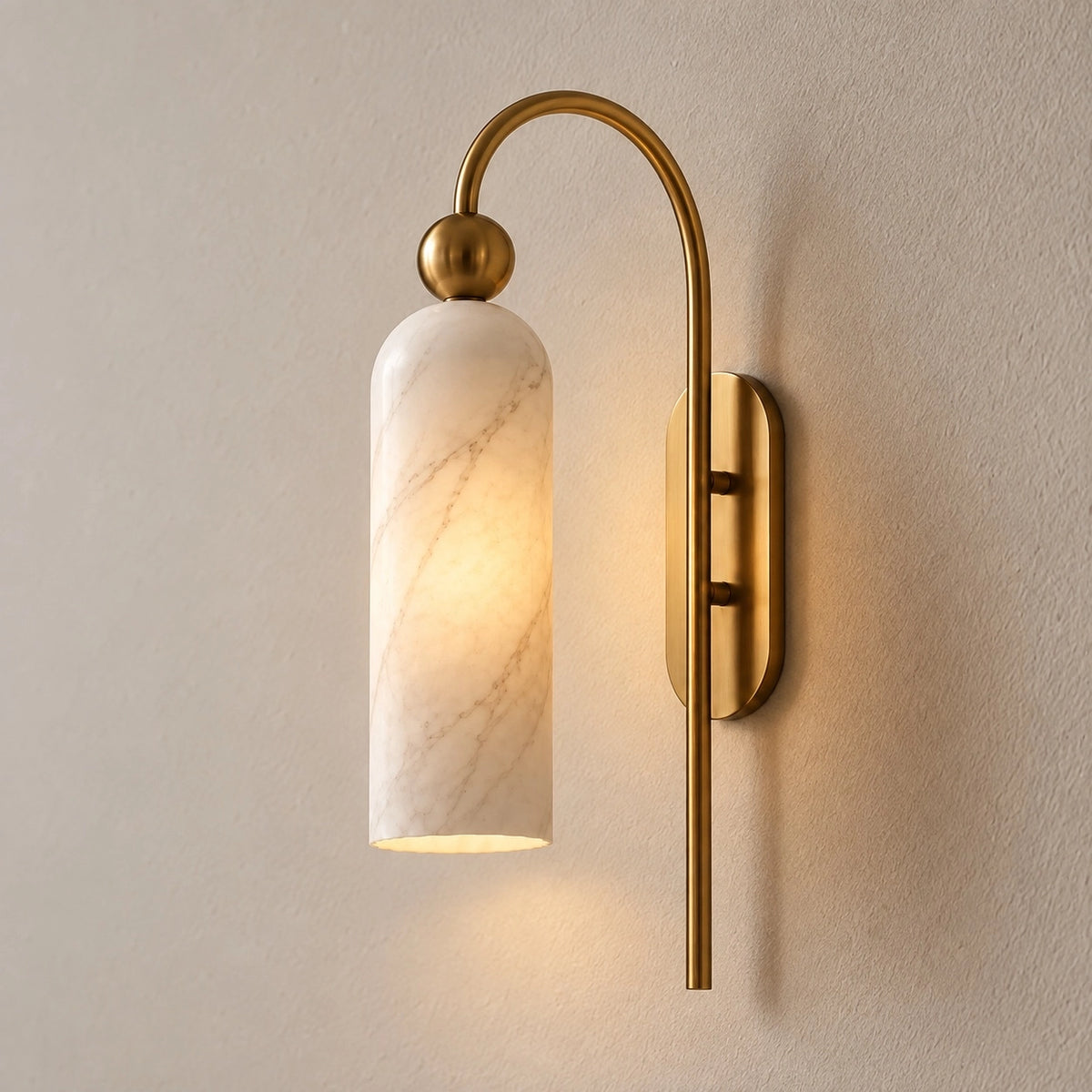 Vintage Gold Cylinder Vertical Ribbed Glass Wall Light