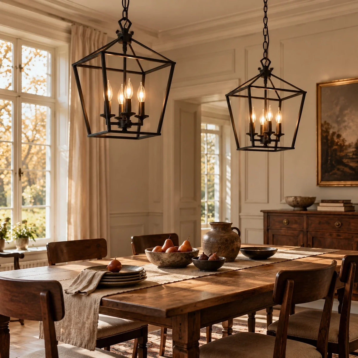 Vintage Gothic Black Lantern Pendant Light