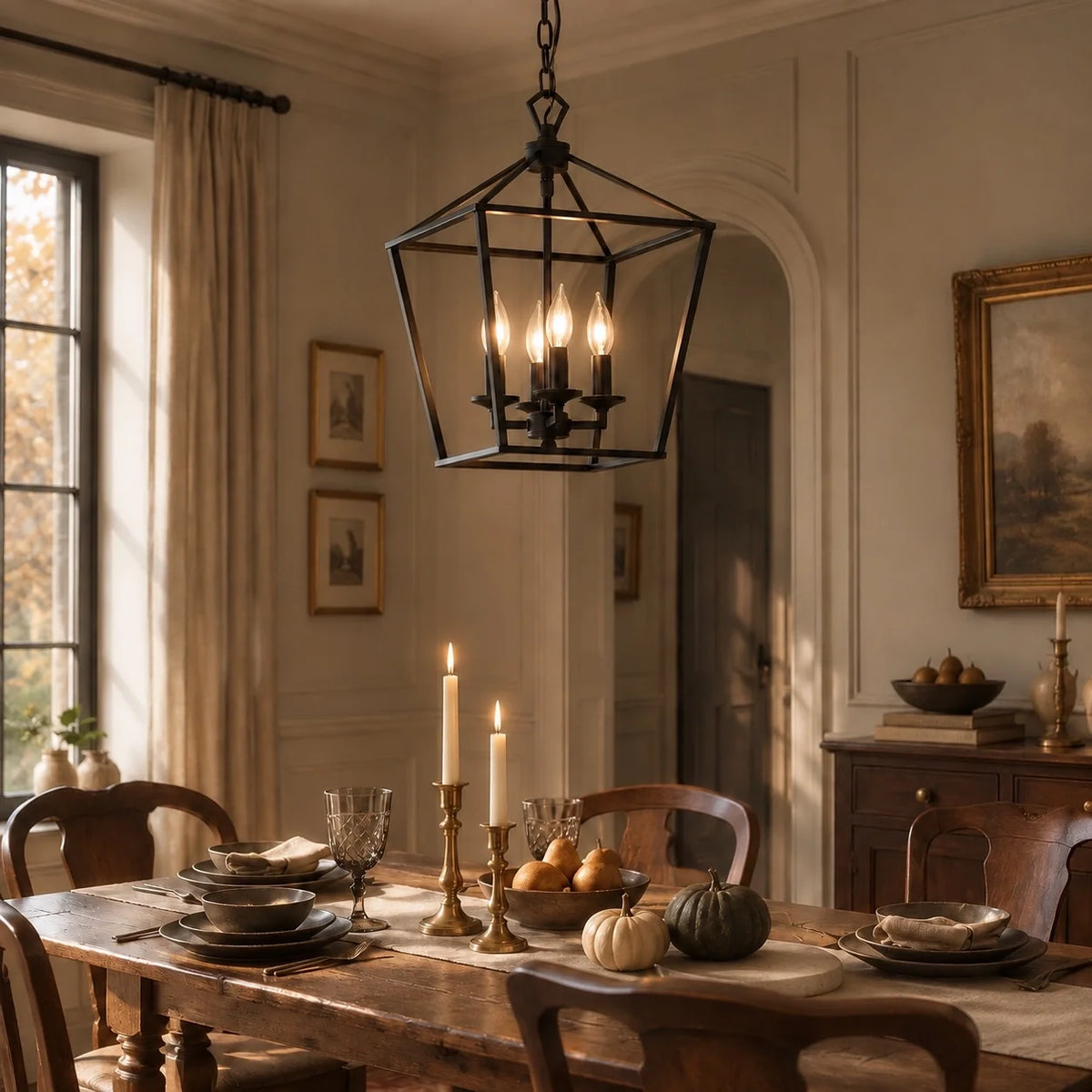 Vintage Gothic Black Lantern Pendant Light
