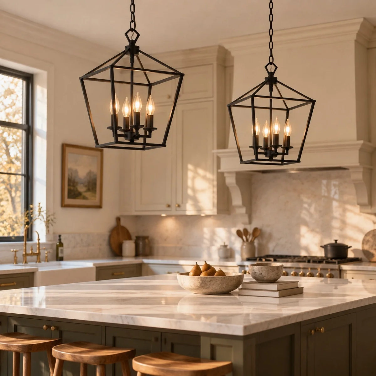 Vintage Gothic Black Lantern Pendant Light