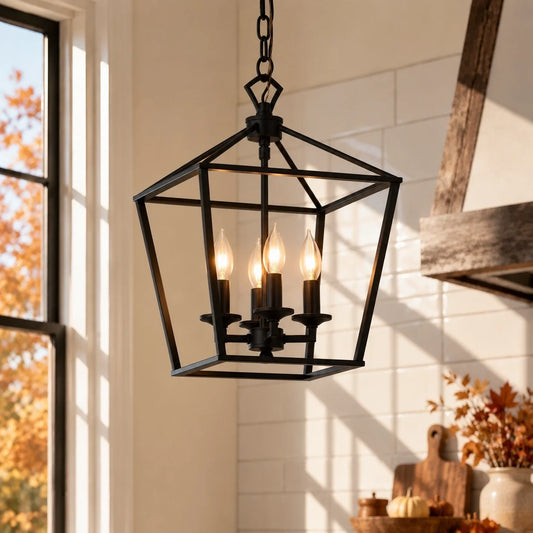 Vintage Gothic Black Lantern Pendant Light