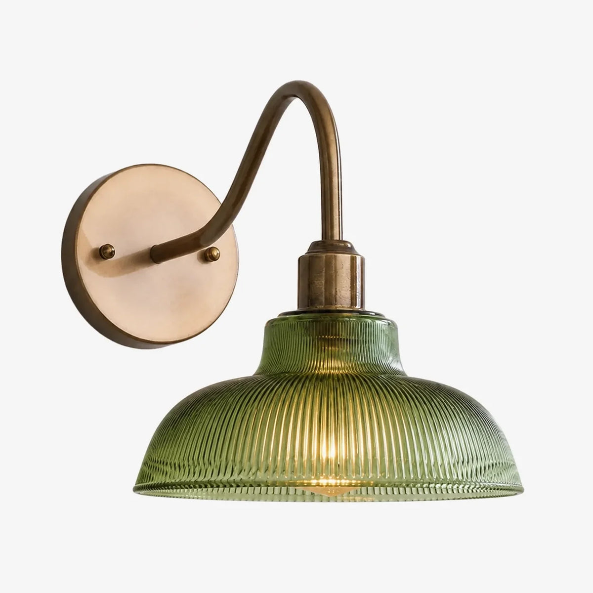Vintage Green Ribbed Glass Wall Light