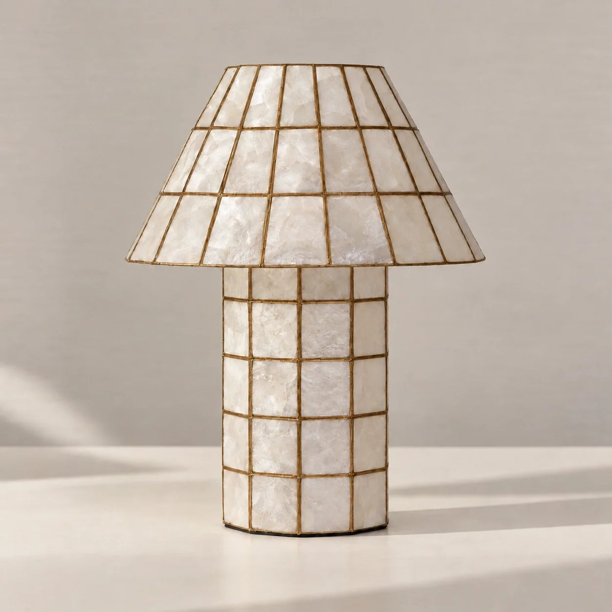 Vintage Handmade Capiz Shell Table Lamp