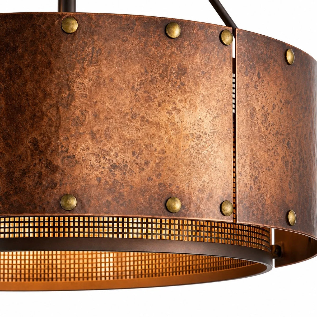 Vintage Industrial Bronze Drum Pendant Light