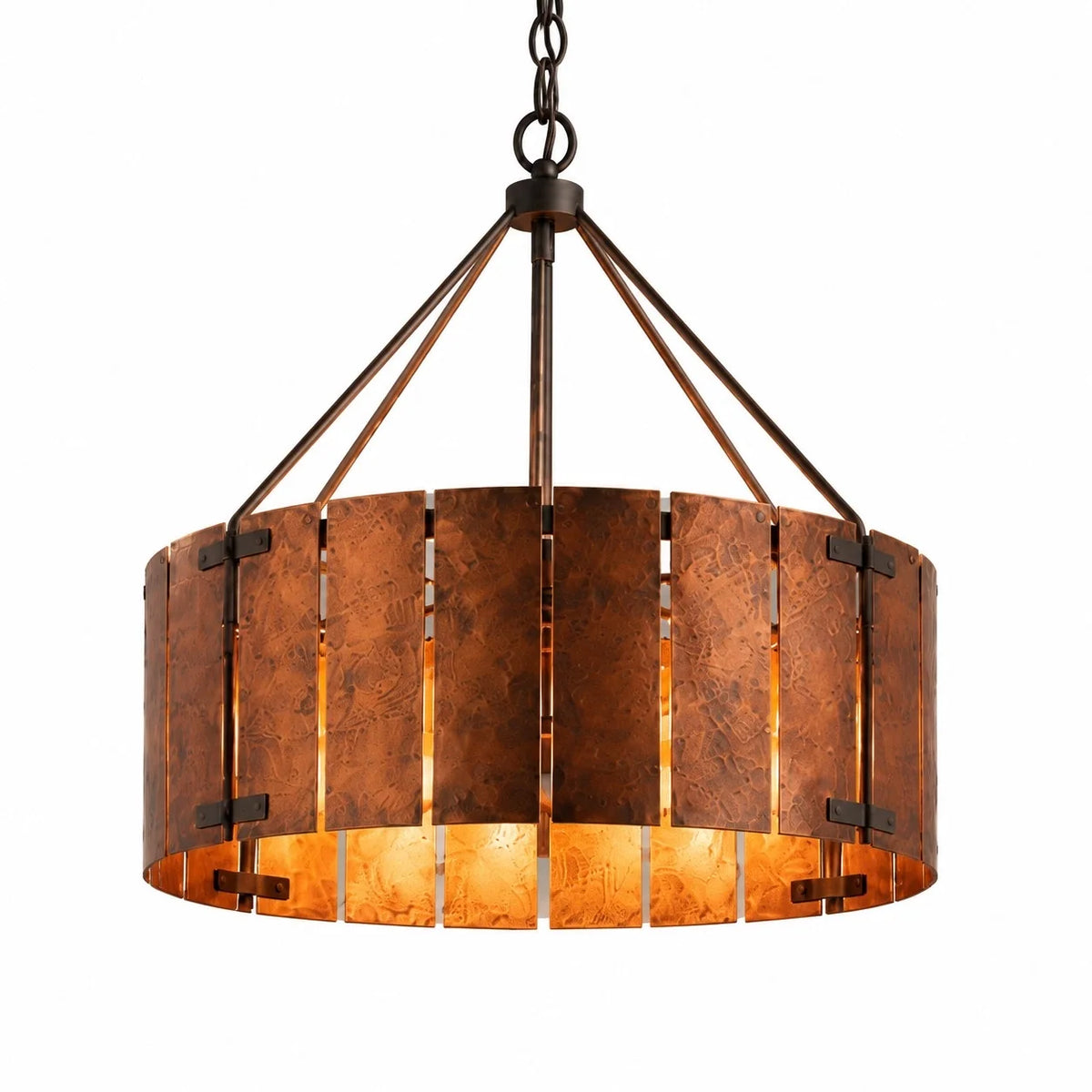 Vintage Industrial Bronze Drum Pendant Light