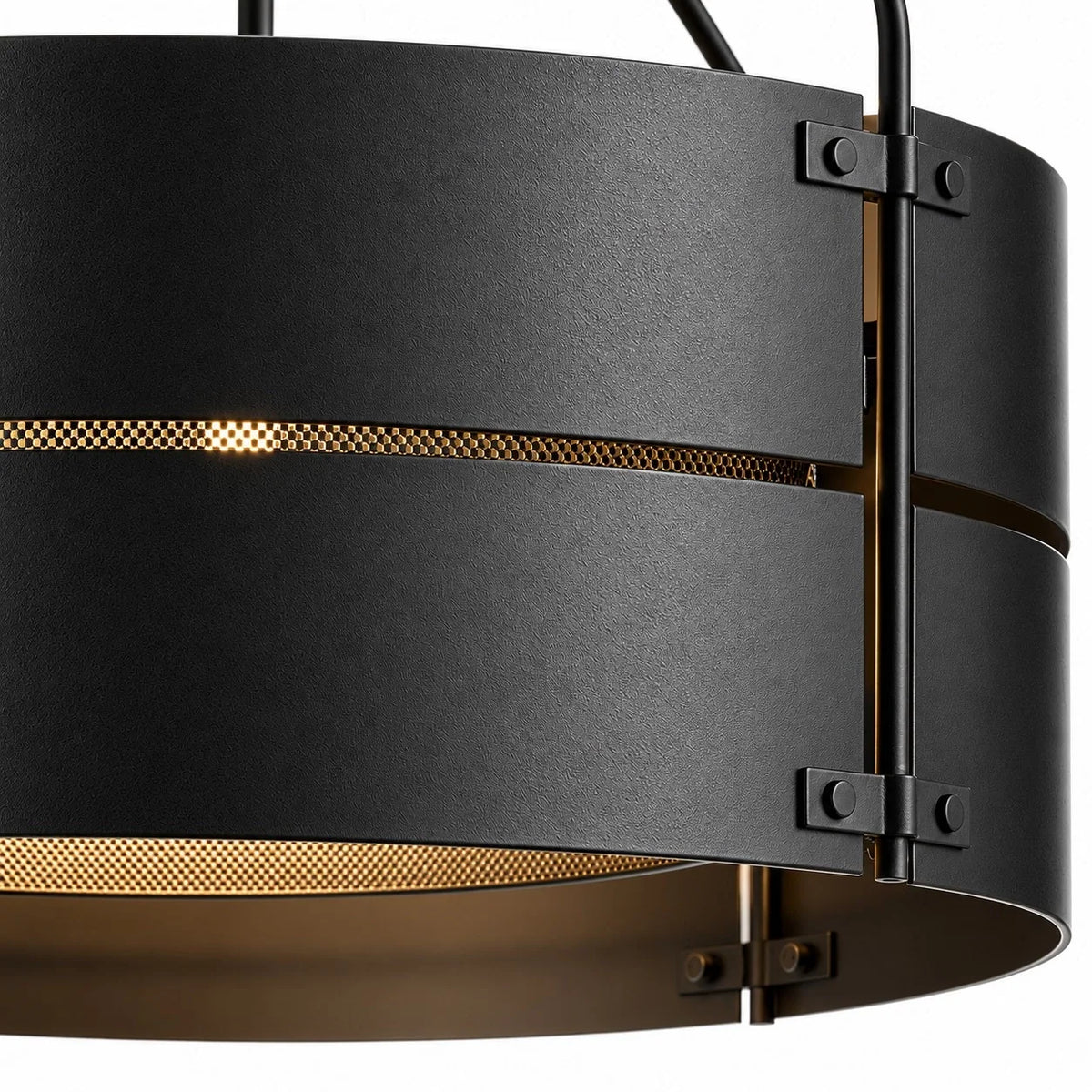 Vintage Industrial Bronze Drum Pendant Light
