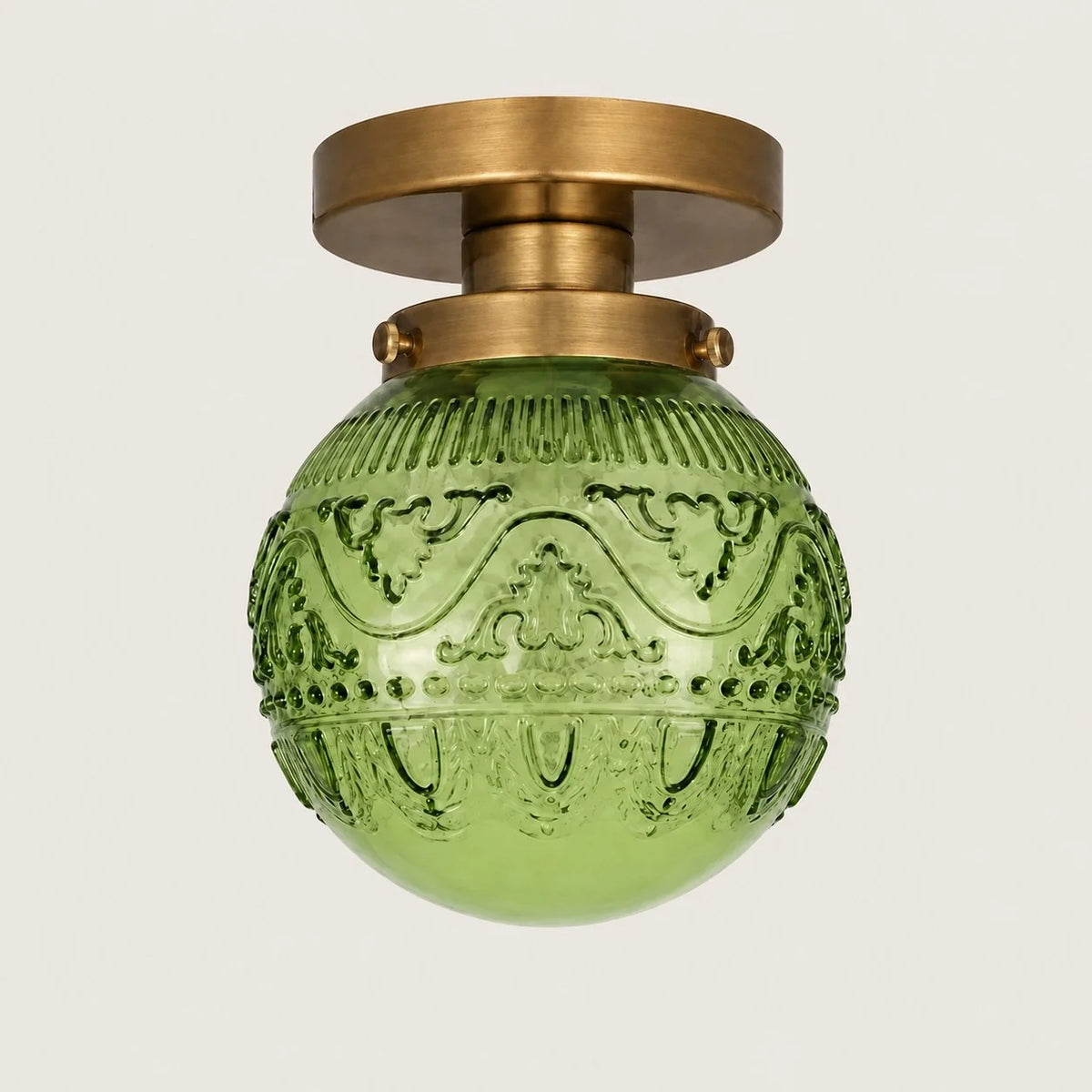 Vintage Patterned Glass Globe Flush Ceiling Light