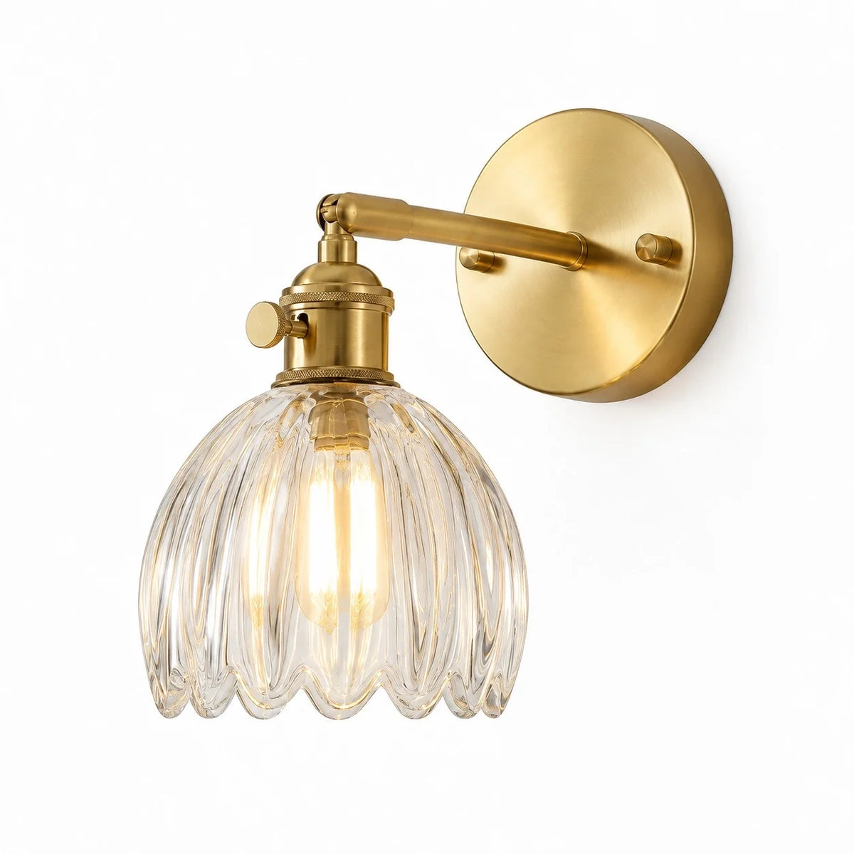 Vintage Lotus Colourful Fluted Glass Wall Light