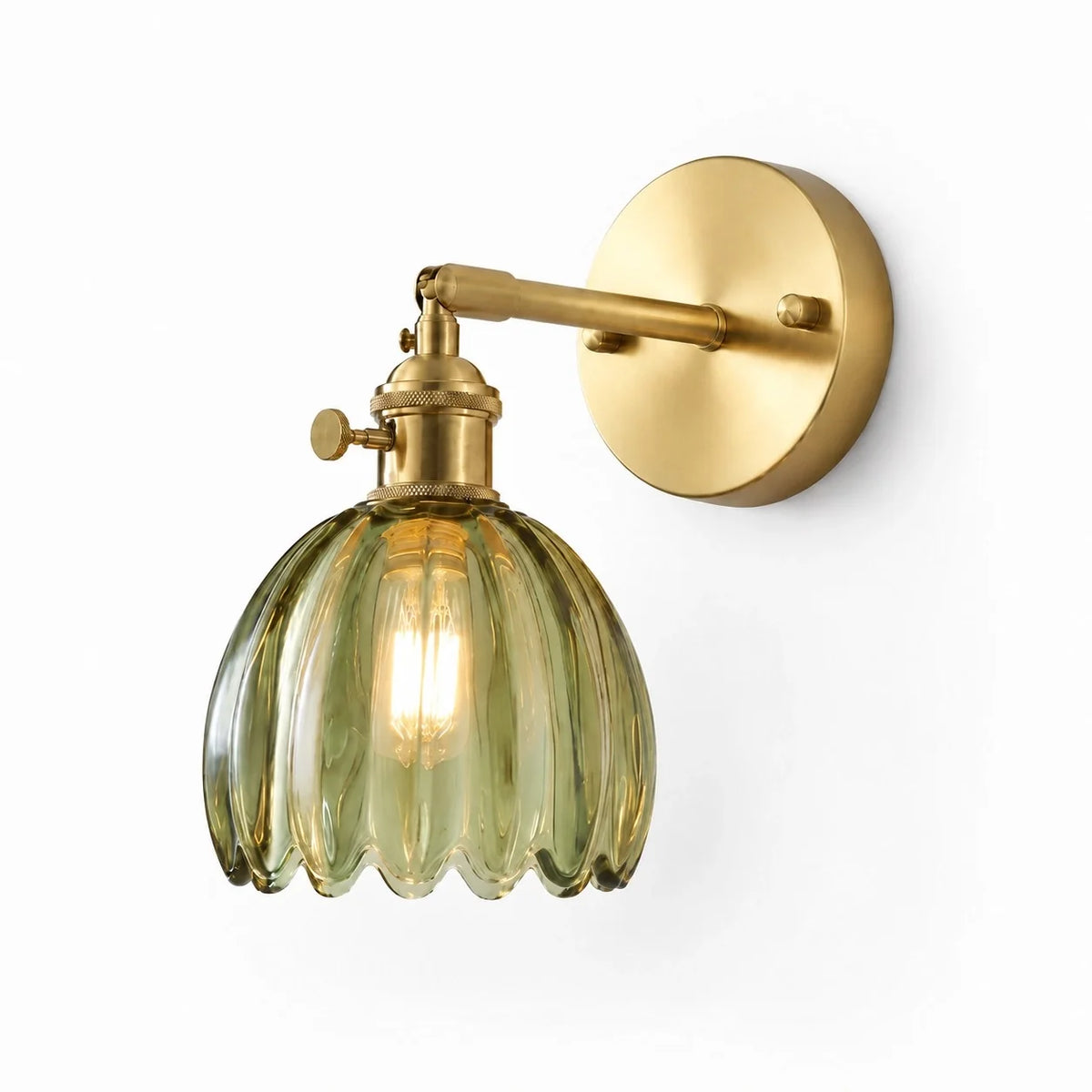 Vintage Lotus Colourful Fluted Glass Wall Light
