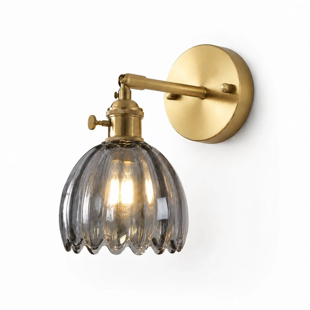 Vintage Lotus Colourful Fluted Glass Wall Light