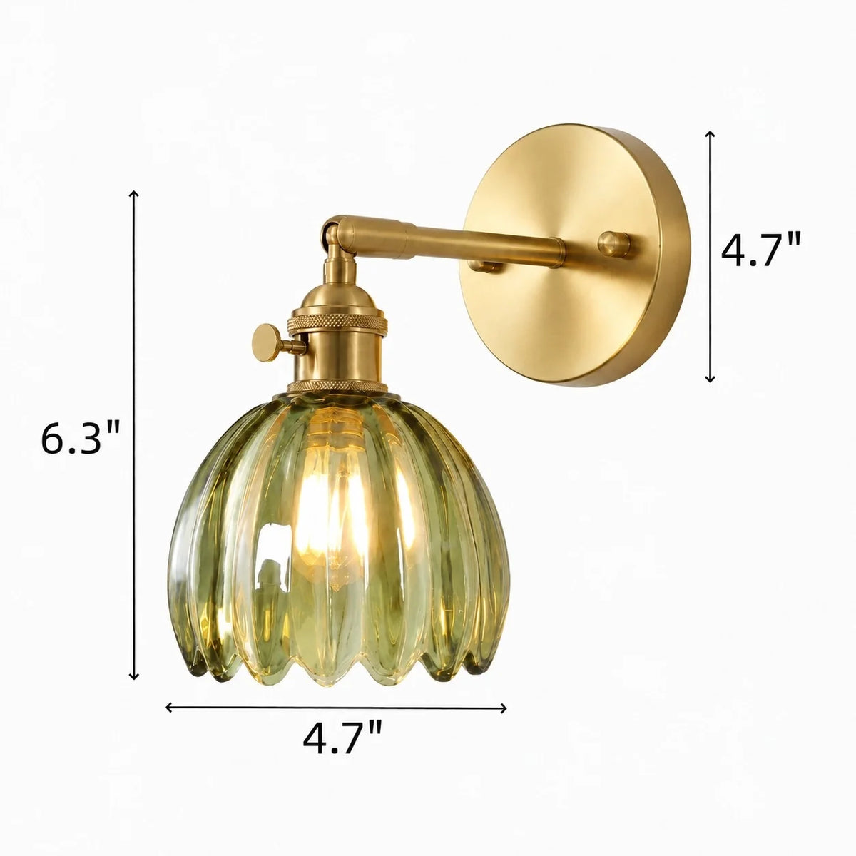 Vintage Lotus Colourful Fluted Glass Wall Light