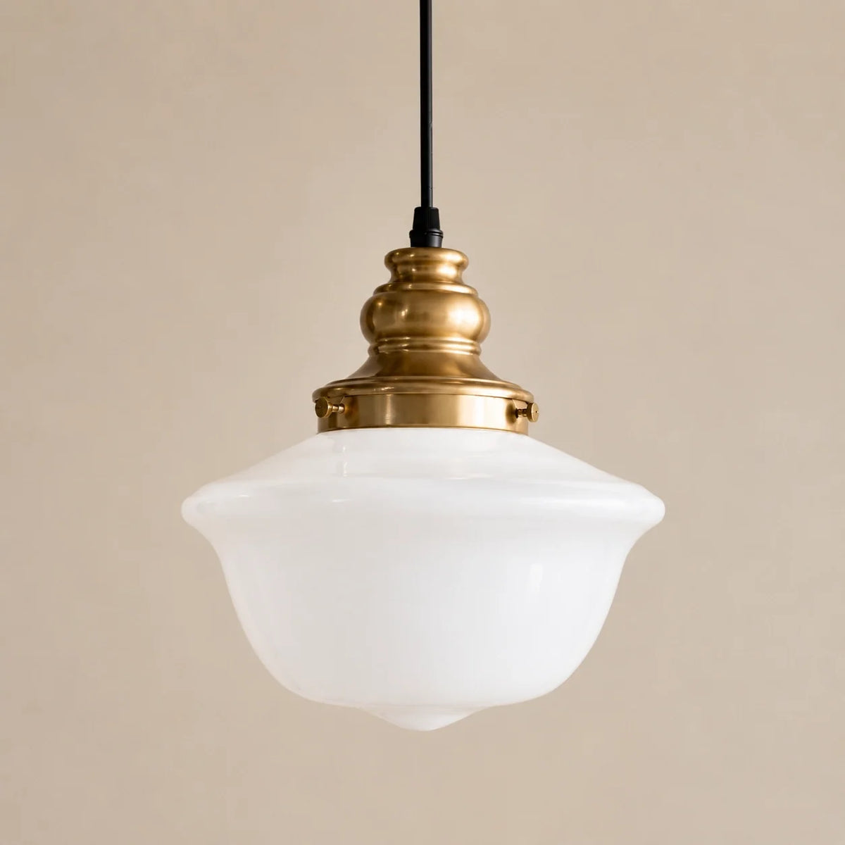 Vintage Milk Glass Schoolhouse Pendant Light