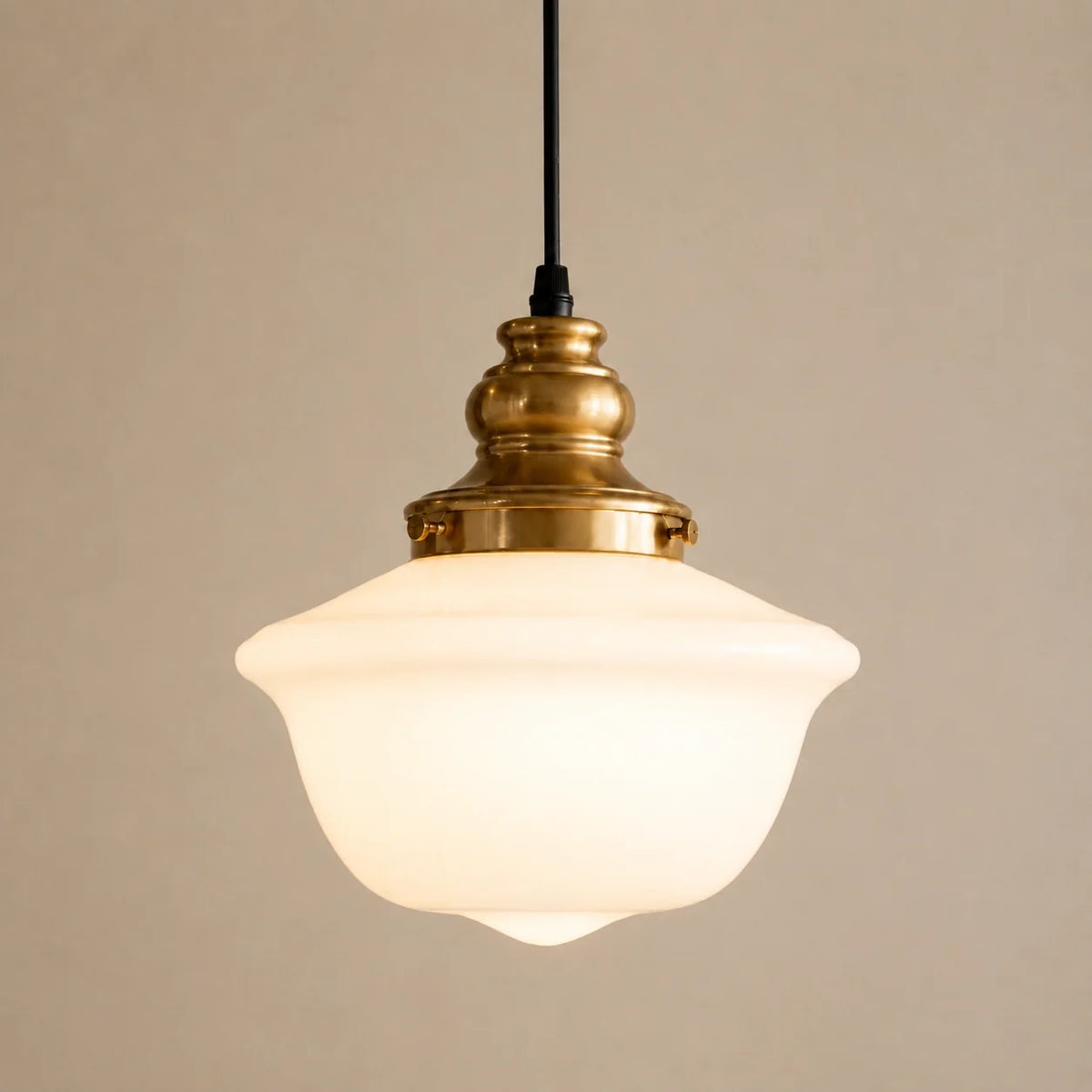 Vintage Milk Glass Schoolhouse Pendant Light