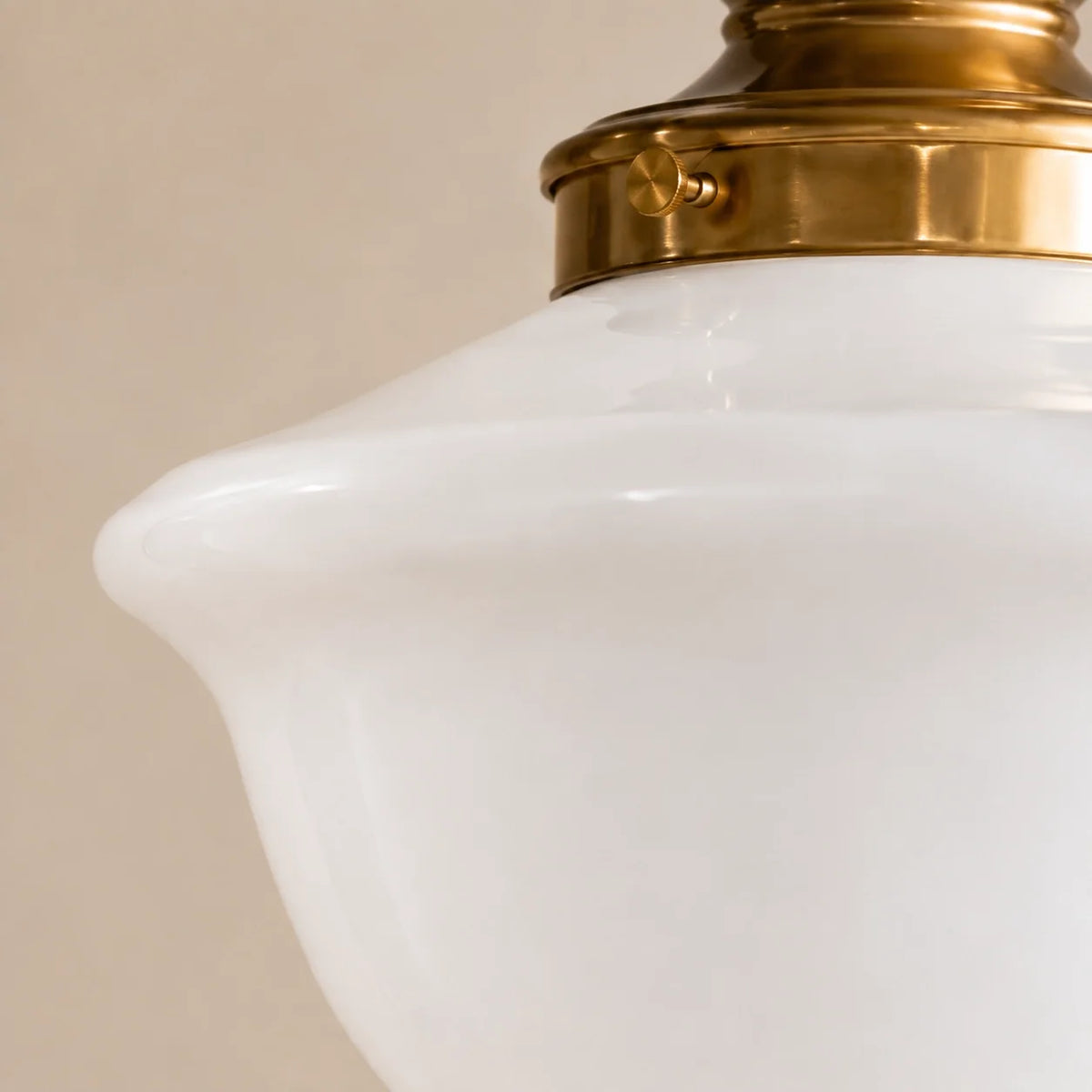 Vintage Milk Glass Schoolhouse Pendant Light