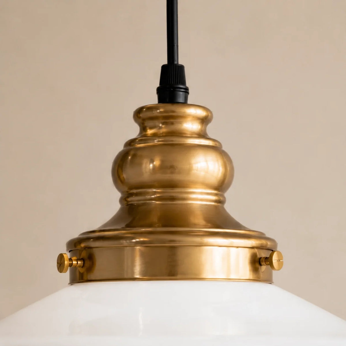 Vintage Milk Glass Schoolhouse Pendant Light