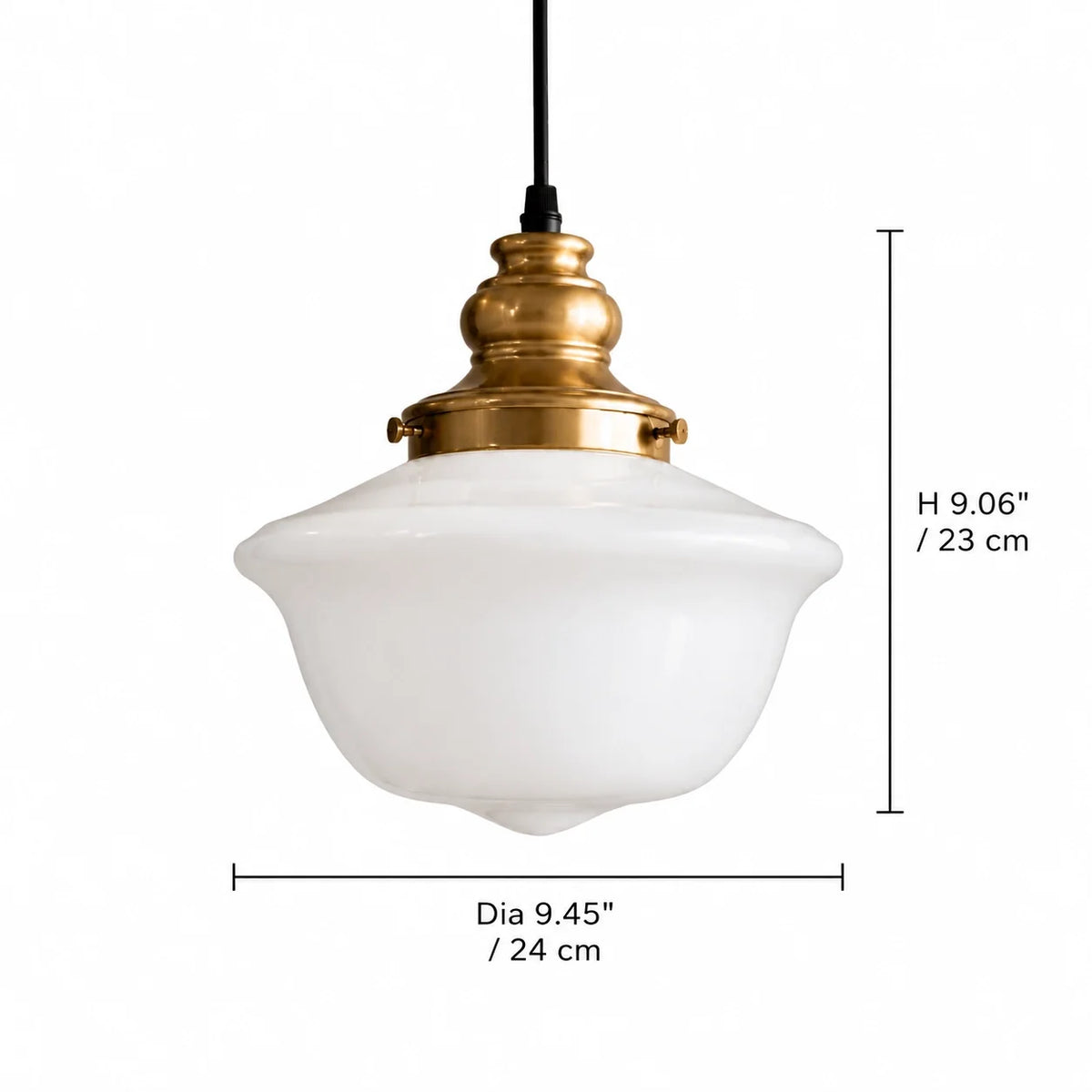 Vintage Milk Glass Schoolhouse Pendant Light