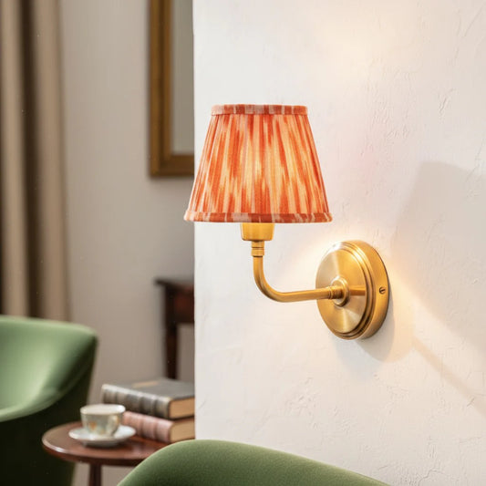 Vintage Pleated Orange Fabric Wall Light