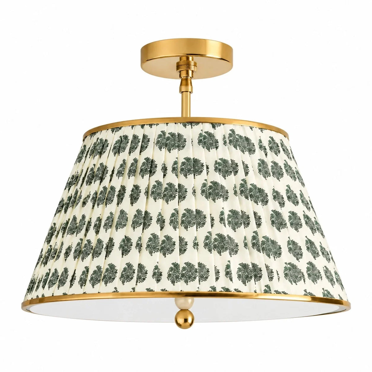 Vintage Printed Pleated Brass Ceiling Light Lamp
