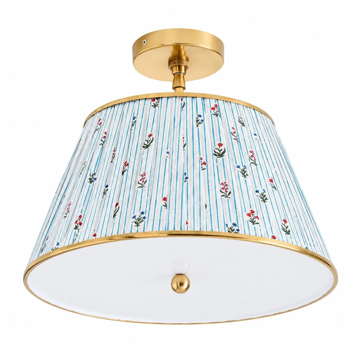 Vintage Printed Pleated Brass Ceiling Light Lamp