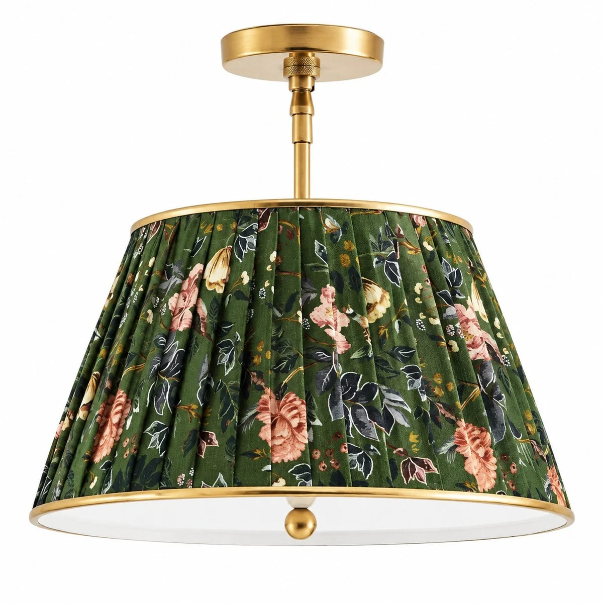 Vintage Printed Pleated Brass Ceiling Light Lamp