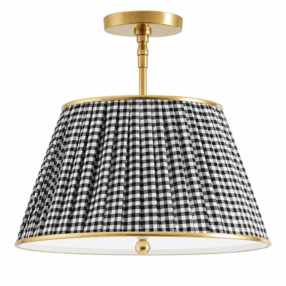 Vintage Printed Pleated Brass Ceiling Light Lamp