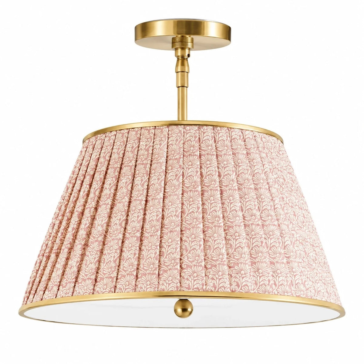 Vintage Printed Pleated Brass Ceiling Light Lamp