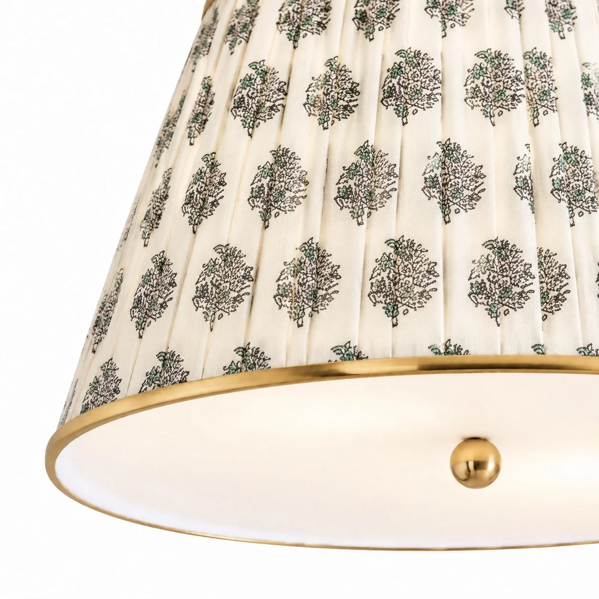 Vintage Printed Pleated Brass Ceiling Light Lamp