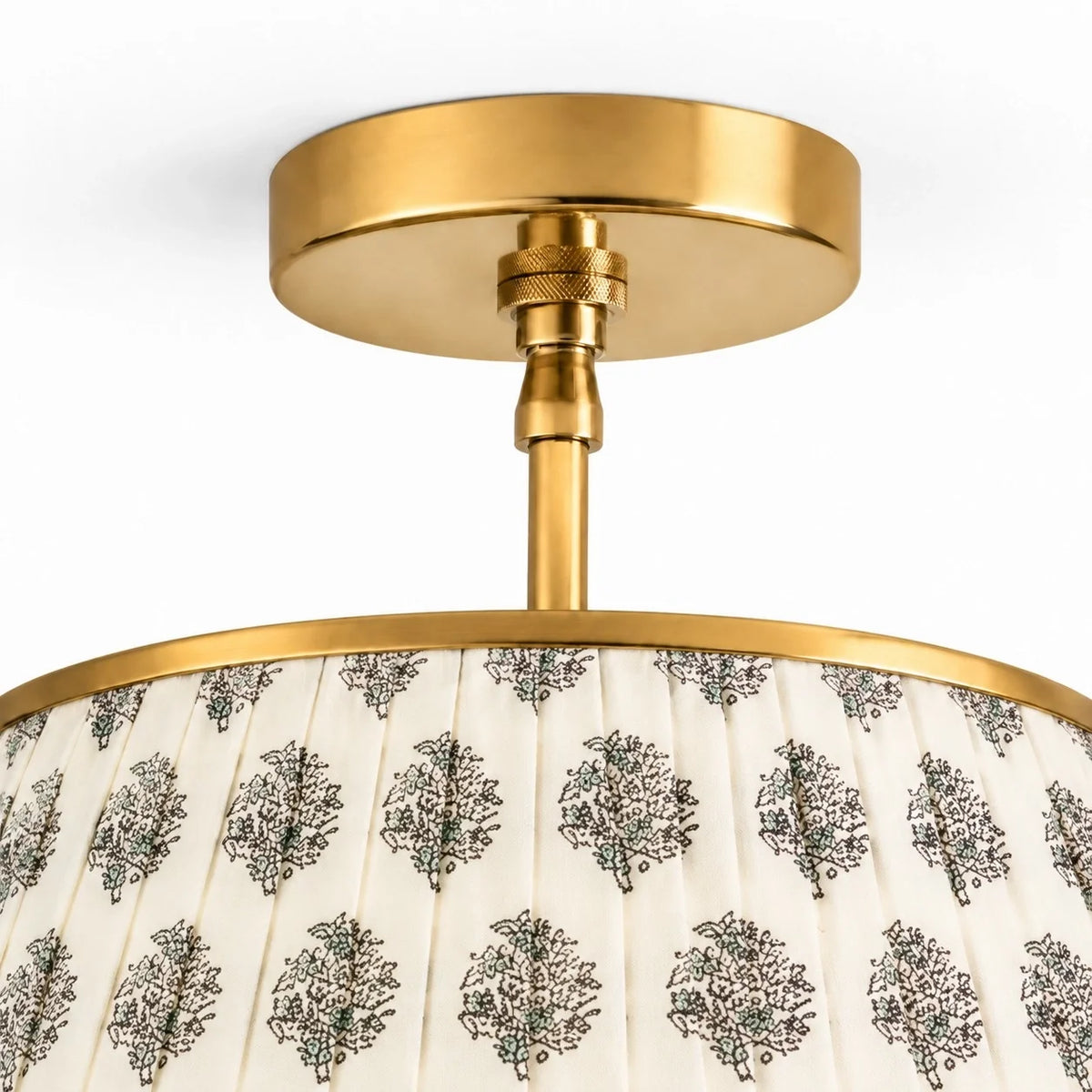 Vintage Printed Pleated Brass Ceiling Light Lamp