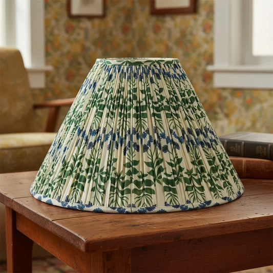 Vintage Ruched Printed Fabric Lamp Shade