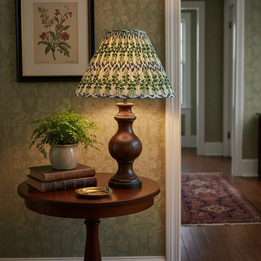 Vintage Ruched Printed Fabric Lamp Shade